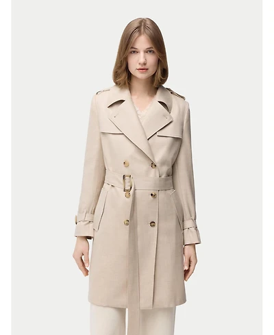 Gobi Cashmere Women's Double Breasted Cashmere Trench Coat