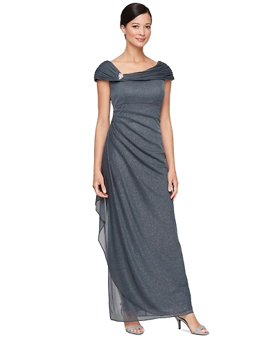 Alex Evenings Women's Glittered Ruched Gown