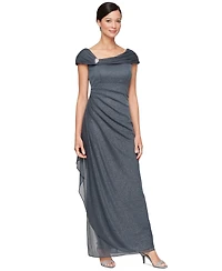 Alex Evenings Women's Glittered Ruched Gown