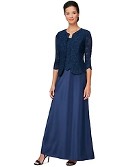 Alex Evenings Lace Jacket & Lace-Top Gown