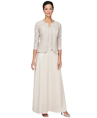 Alex Evenings Lace Jacket & Lace-Top Gown