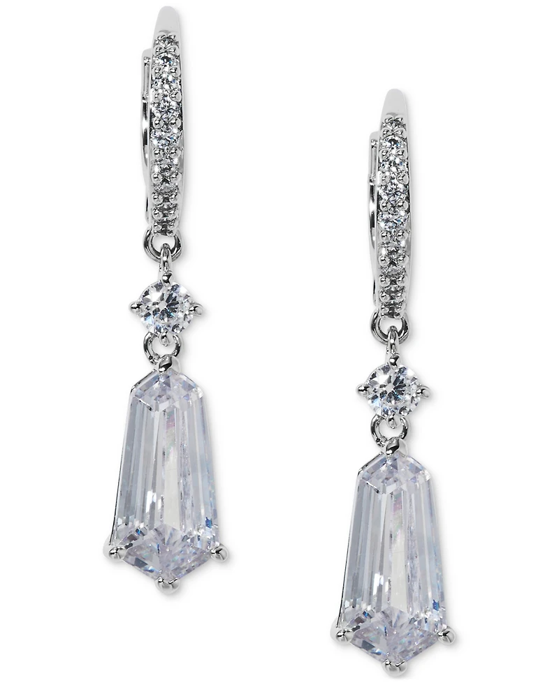 Eliot Danori Silver-Tone Cubic Zirconia Drop Earrings, Exclusively at Macy's