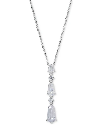 Eliot Danori Silver-Tone Cubic Zirconia Lariat Necklace, 16" + 2" extender, Exclusively at Macy's