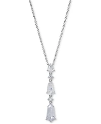 Eliot Danori Silver-Tone Cubic Zirconia Lariat Necklace, 16" + 2" extender, Exclusively at Macy's