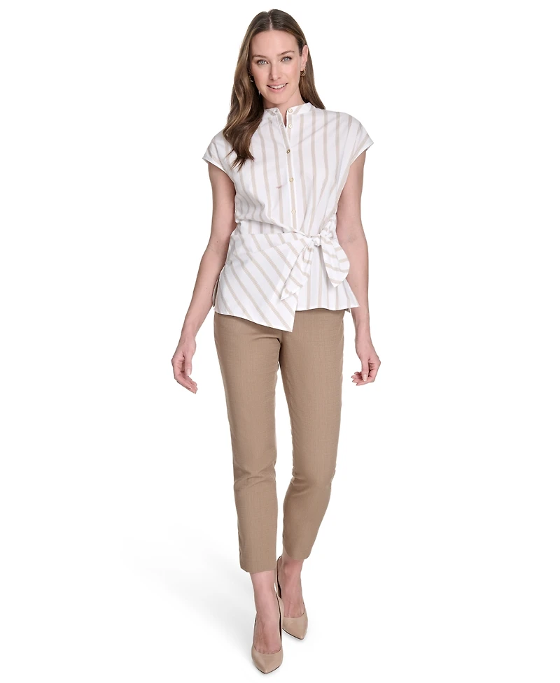 Tommy Hilfiger Women's Striped Side-Tie Cap-Sleeve Blouse
