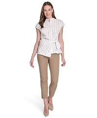 Tommy Hilfiger Women's Striped Side-Tie Cap-Sleeve Blouse