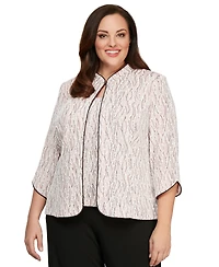 Alex Evenings Plus Size Mandarin-Collar Jacket & Top Set