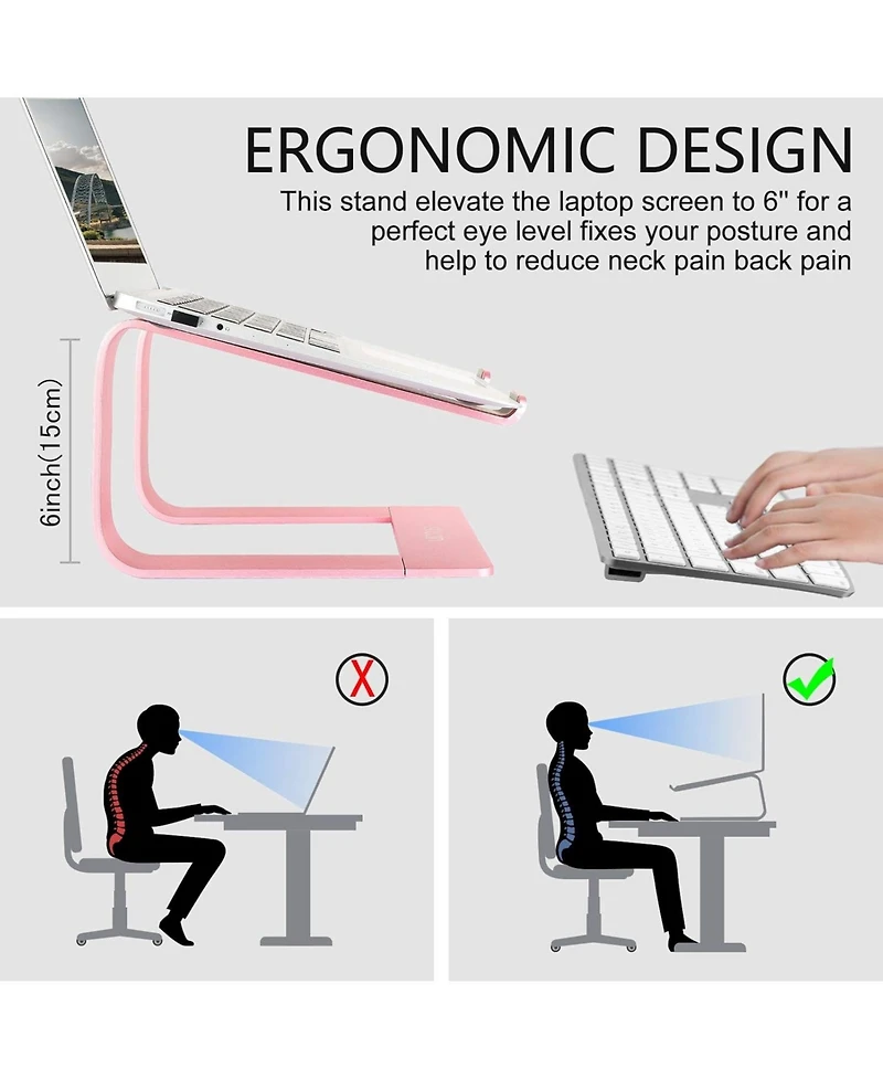 Urmust Aluminum Laptop Riser Stand for Desk | Detachable Computer Laptops (11-15.6"), Compatible with MacBook/Dell/Hp/Lenovo & More