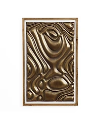 LuxenHome Gold Metal Abstract Wood Framed 20"W x 32" H Wall Decor