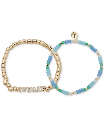 Clueless Gold-Tone 2-Pc. Set Totally Mixed Bead Stretch Bracelets
