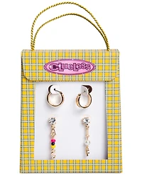 Clueless Gold-Tone 2-Pc. Set Rizz Hoop & As If Linear Drop Earrings