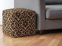 Cotton Damask Pouf Ottoman for Living Room and Bedroom Seating