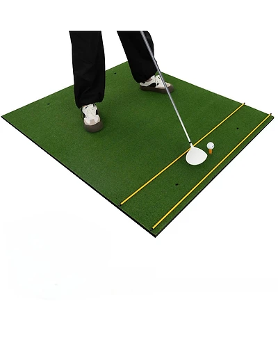 25mm Artificial Turf Golf Practice Mat with 2 Rubber Tees and 2 Alignment Sticks, Portable Indoor/Outdoor