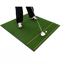 25mm Artificial Turf Golf Practice Mat with 2 Rubber Tees and 2 Alignment Sticks, Portable Indoor/Outdoor