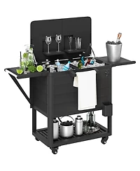 Outsunny Patio Cooler Cart 104 Quart Rolling Ice Chest with Shelves,