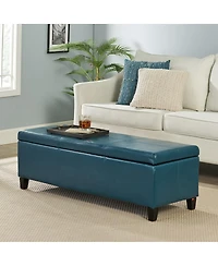 Faux Leather Storage Ottoman Bench with Lift-Top, Padded Seat, and Wooden Legs for Living Room, Bedroom, or Entryway-The Pop Home