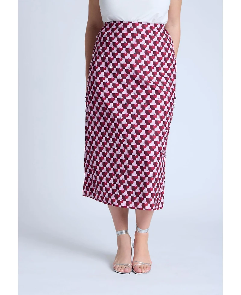 Eloquii Women's Geometric Sequin Skirt