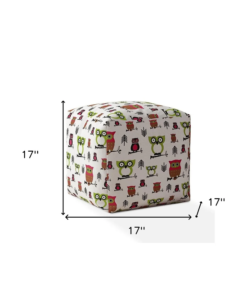 Cotton Owls Pouf Ottoman for Kids Room and Cozy Seating