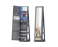 Vlsrka Led jewelry storage cabinet with back shelves and 360° rotation.
