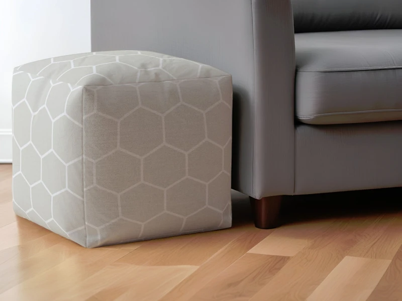 Cotton Pouf Ottoman with Geometric Pattern – Decorative Accent