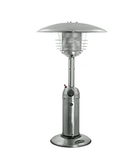 11000 Btu Silver Steel Propane Cylindrical Pole Tabletop Patio Heater