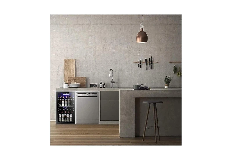 Zafro 26-Bottle Wine Cooler, 130-Can Beverage Fridge, Clear Glass Door, Quiet Compressor, Temp Adjustable, Freestanding Indoor Use, Mini Wine Cellar f