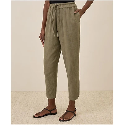 Pact Women's Organic Cotton Coastal Double Gauze Tapered Pull-On Pant