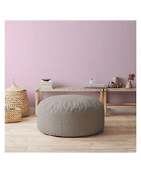 24" Gray Cotton Round Polka Dots Pouf Ottoman