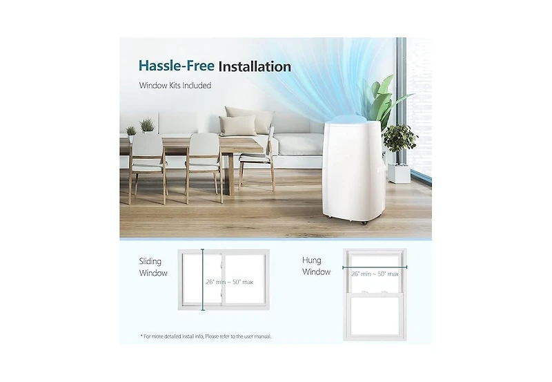 Zafro Portable Air Conditioners 14,000 Btu,Cooling, Dehumidifier & Fan 3-in-1,Air Conditioner Portable with Remote Control, Quiet Ac Unit Cools Rooms