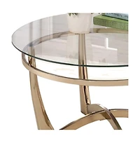 Modern Round Coffee Table – Metal Frame with Glass Surface