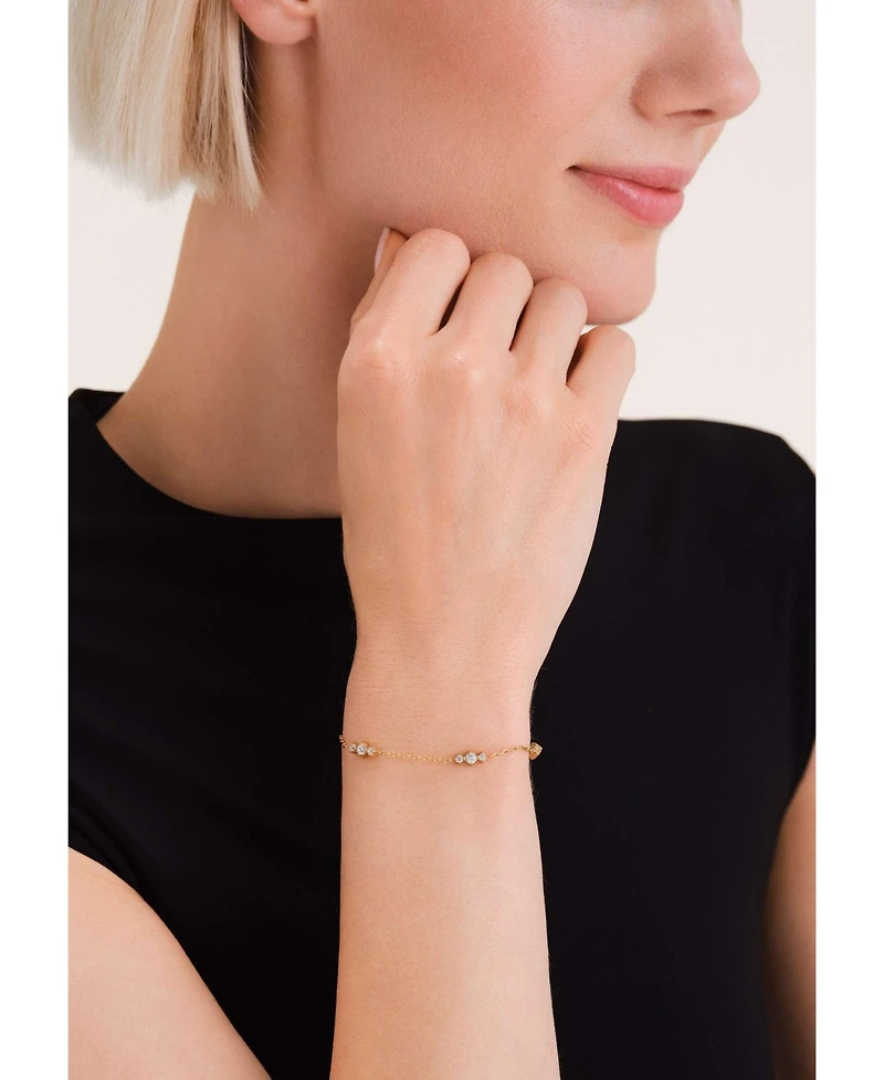 Rosefield Triple Crystal Bracelet In 14K Yellow Gold Plated Stainless Steel