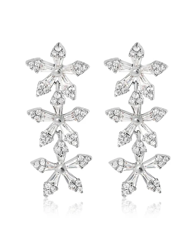 Jessica Simpson Crystal Snowflake Drop Earrings - Silver