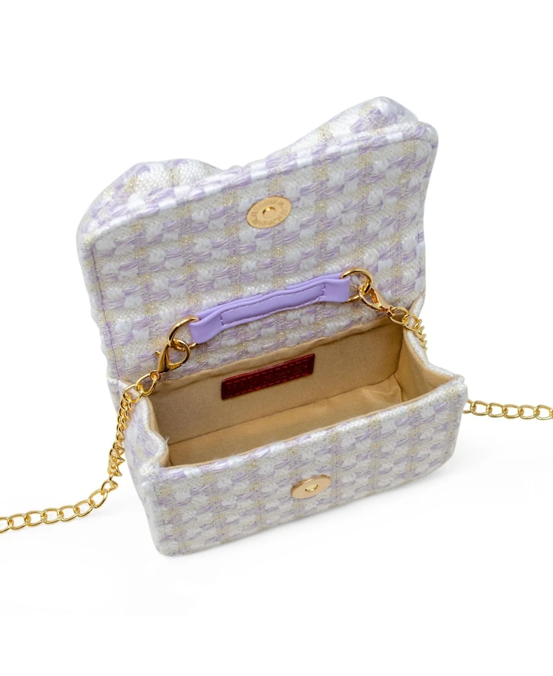 Tiny Treats + Zomi Gems Girls Tweed Jumbo Pearl Bow Handbag, Pink