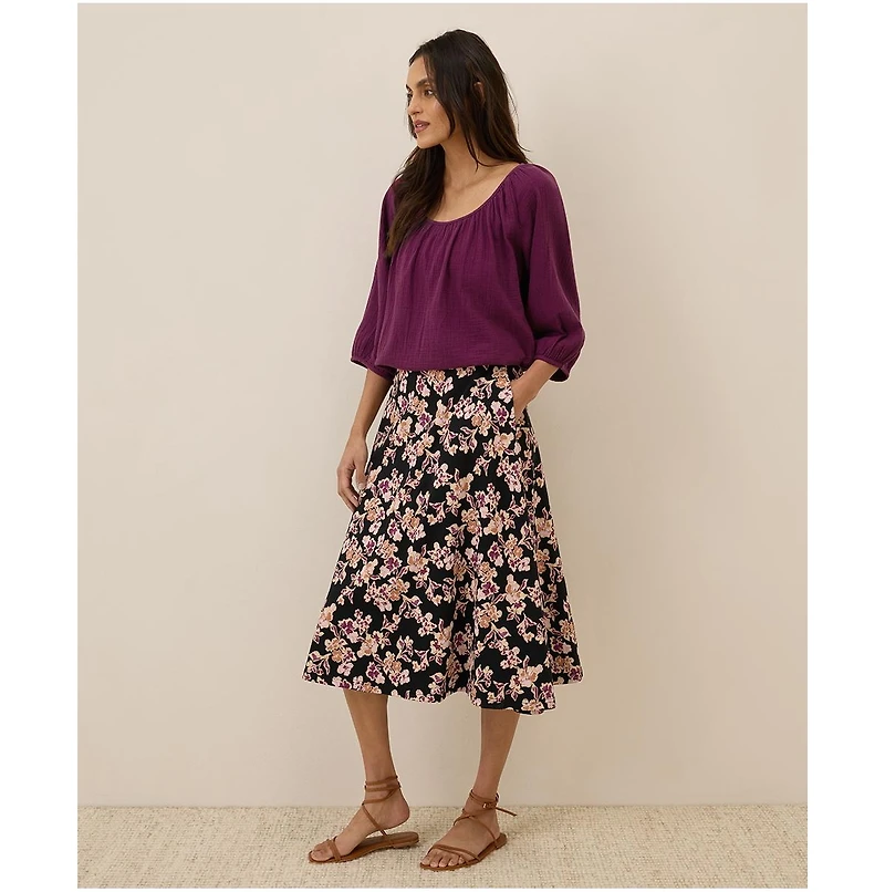 Pact Women's Organic Cotton Fit & Flare Midi Skirt