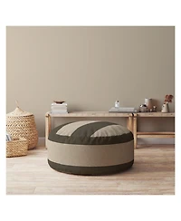 Soft Cotton Round Striped Pouf Ottoman for Footrest and Extra Seating