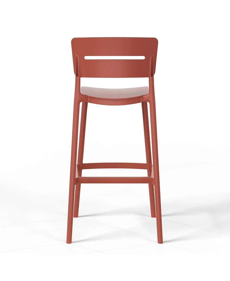 Stackable Polypropylene Resin Plastic Outdoor Patio Bar Stools (Set of 2)