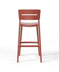 Stackable Polypropylene Resin Plastic Outdoor Patio Bar Stools (Set of 2)