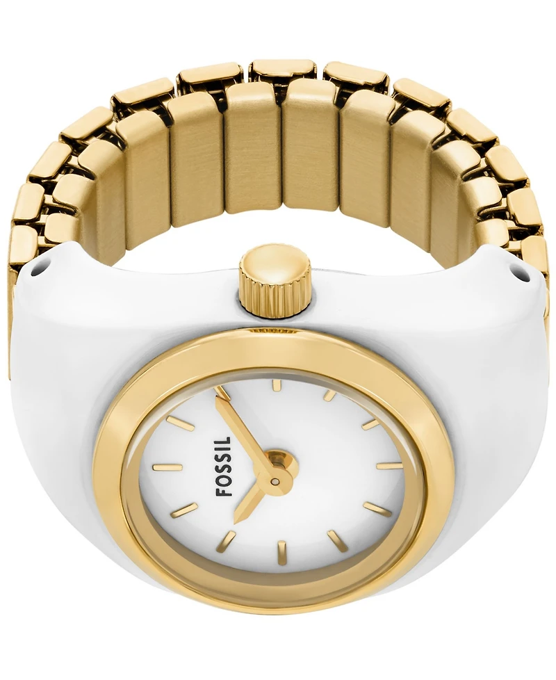 Fossil Women's Two-Hand Gold-Tone Stainless Steel Ring Watch, 15mm