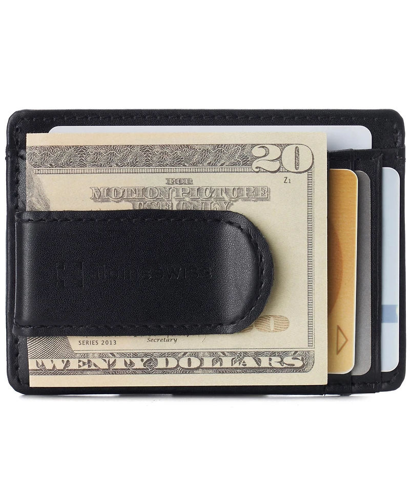 Alpine Swiss Mens Rfid Safe Money Clip Minimalist Wallet Id Window Card Holder