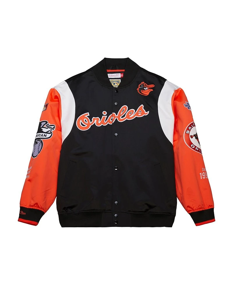 Mitchell & Ness Men's Black/Orange Baltimore Orioles Cooperstown Collection Team Origins Satin Full-Snap Jacket