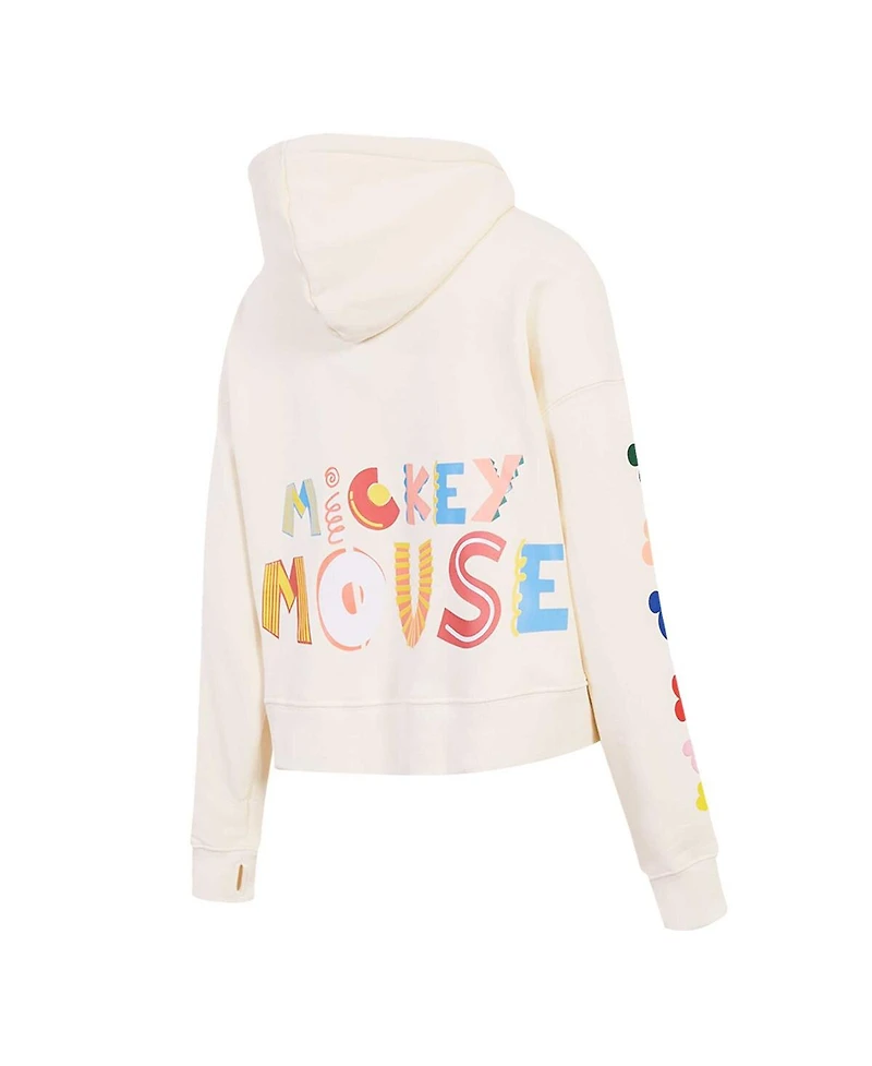 Freeze Max Women's Cream Mickey Mouse Hellow Mellow Cropped Pullover Hoodie