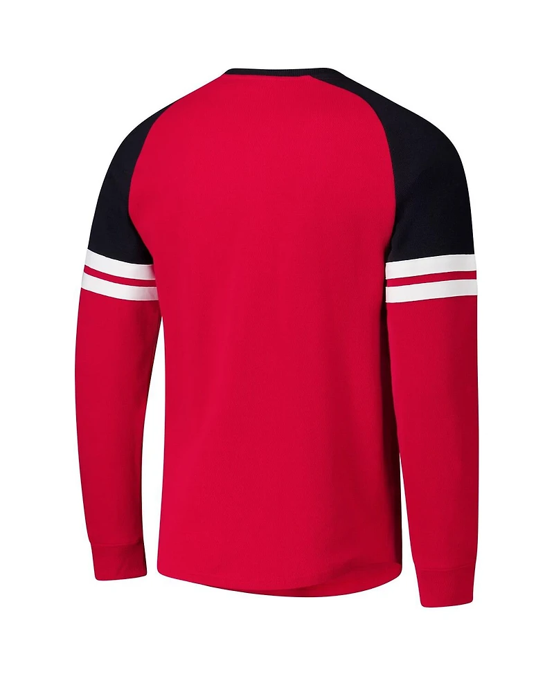 Mitchell & Ness Men's Red Chicago Blackhawks Thermal Henley Long Sleeve T-Shirt