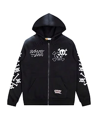 Freeze Max Men's Black Looney Tunes Tweety Bones Hoodie Full-Zip Sweatshirt