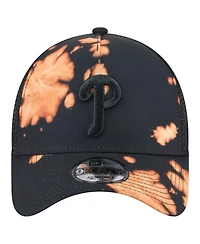 New Era Men's Black Philadelphia Phillies Bleached A-Frame 9FORTY Adjustable Hat