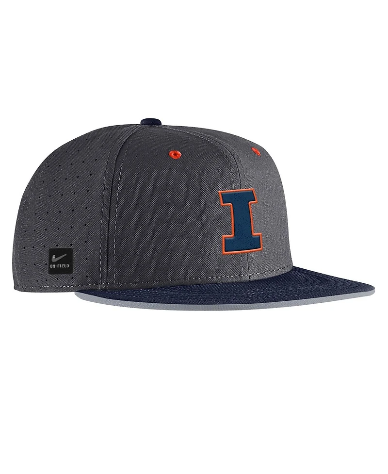 Nike Men's Anthracite Illinois Fighting Illini On-Field True Performance Baseball Fitted Hat