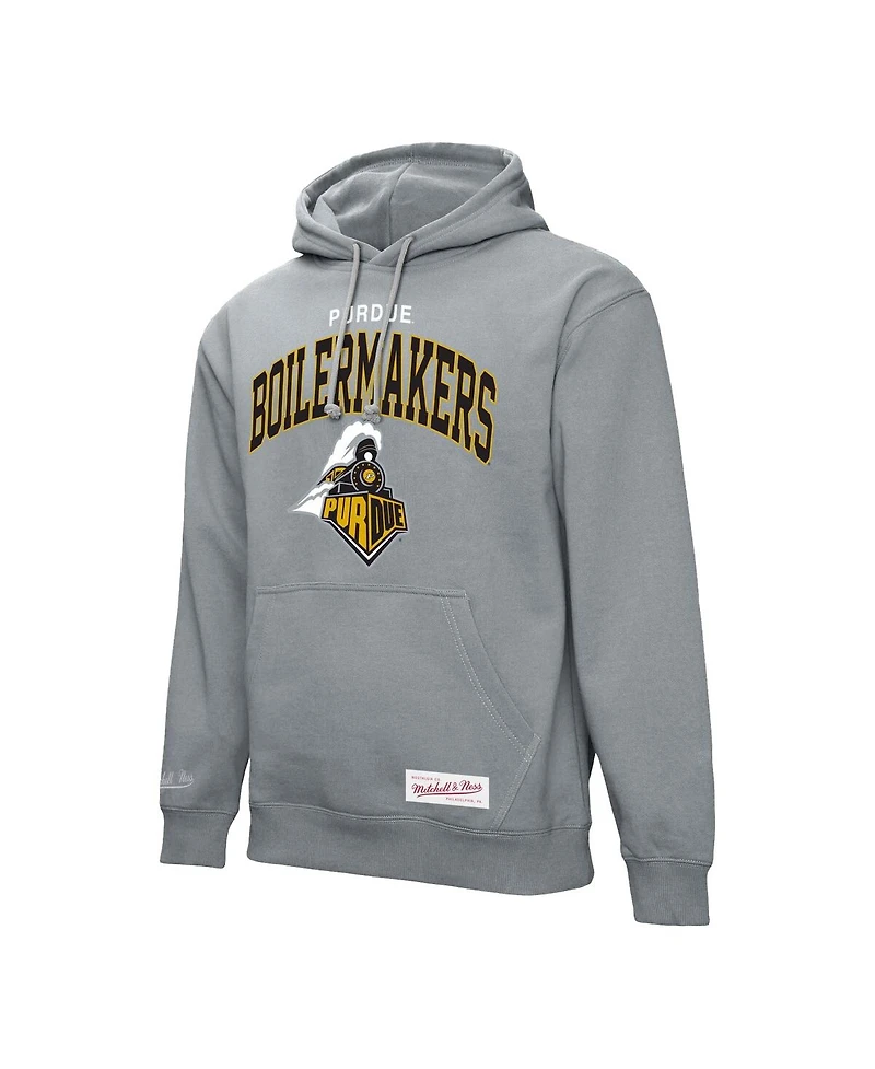 Mitchell & Ness Men's Heather Gray Purdue Boilermakers Classic Arch Pullover Hoodie
