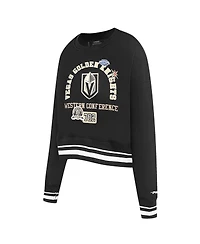 Pro Standard Women's Black Vegas Golden Knights Area Code Cropped Pullover Sweatshirt
