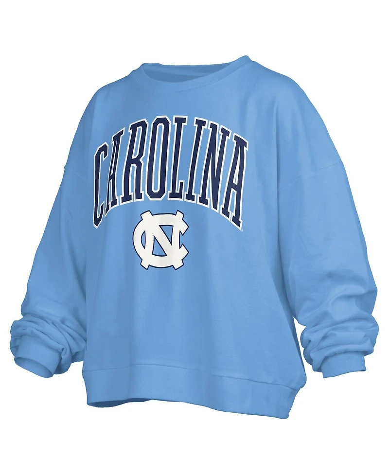 Pressbox Women's Carolina Blue North Tar Heels Janise Arch Over Logo Waist Length Oversized Pullover Sweatshirt
