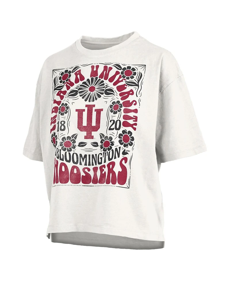 Pressbox Women's White Indiana Hoosiers Harmony Oversized T-Shirt