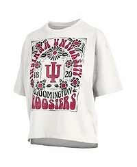 Pressbox Women's White Indiana Hoosiers Harmony Oversized T-Shirt